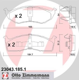 Комплект тормозных колодок, дисковый механизм ZIMMERMANN 230431851