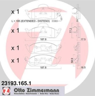 Комплект тормозных колодок, дисковый механизм ZIMMERMANN 231931651