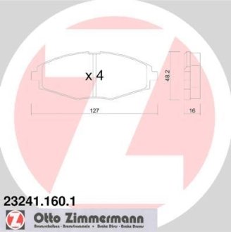 Комплект тормозных колодок, дисковый механизм ZIMMERMANN 232411601