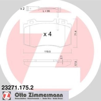 Комплект тормозных колодок, дисковый механизм ZIMMERMANN 232711752 (фото 1)