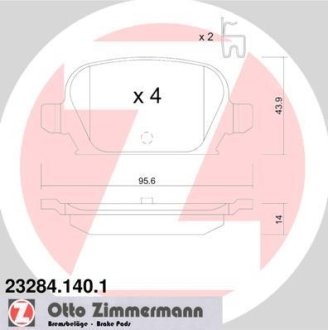 Комплект тормозных колодок, дисковый механизм ZIMMERMANN 232841401