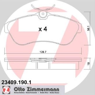 Комплект тормозных колодок, дисковый механизм ZIMMERMANN 234091901