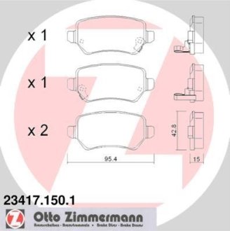 Гальмівні колодки, дискове гальмо (набір) ZIMMERMANN 234171501