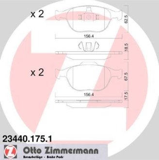 Комплект тормозных колодок, дисковый механизм ZIMMERMANN 234401751