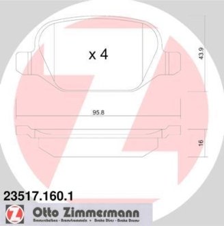 Комплект тормозных колодок, дисковый механизм ZIMMERMANN 235171601 (фото 1)