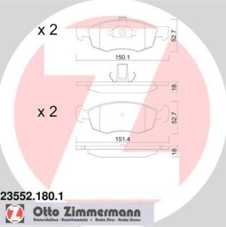 Комплект тормозных колодок, дисковый механизм ZIMMERMANN 235521801