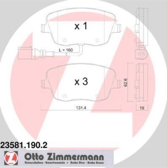 Комплект тормозных колодок, дисковый механизм ZIMMERMANN 235811902