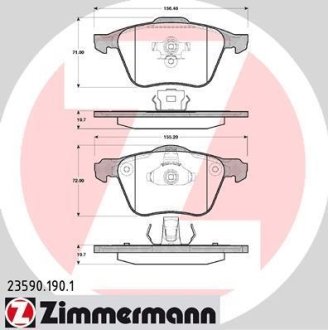 Комплект тормозных колодок, дисковый механизм ZIMMERMANN 235901901