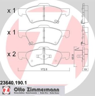 Комплект тормозных колодок, дисковый механизм ZIMMERMANN 236401901