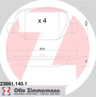 Комплект тормозных колодок, дисковый механизм ZIMMERMANN 236611401