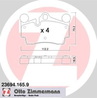 Гальмівні колодки, дискове гальмо (набір) ZIMMERMANN 236941659