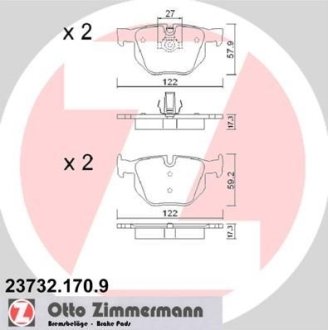 Гальмівні колодки, дискове гальмо (набір) ZIMMERMANN 237321709