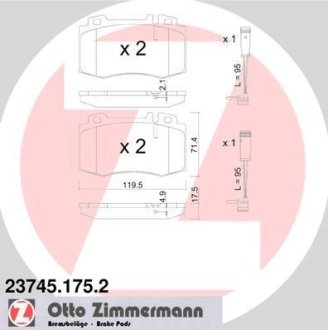 Комплект тормозных колодок, дисковый механизм ZIMMERMANN 237451752