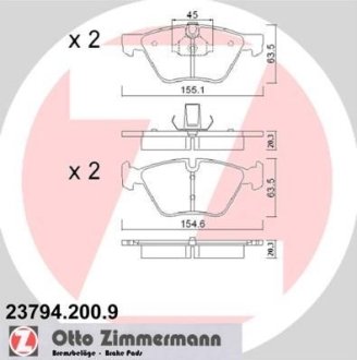 Гальмівні колодки, дискове гальмо (набір) ZIMMERMANN 237942009