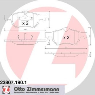 Комплект тормозных колодок, дисковый механизм ZIMMERMANN 238071901