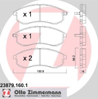 Комплект тормозных колодок, дисковый механизм ZIMMERMANN 238791601