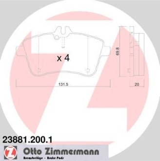 Комплект гальмівних колодок ZIMMERMANN 238812001