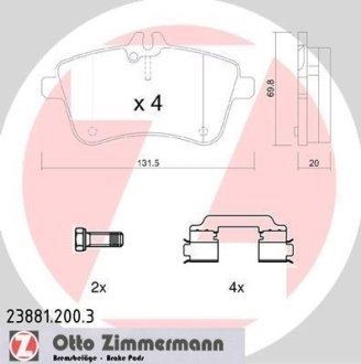 Комплект тормозных колодок, дисковый механизм ZIMMERMANN 23881.200.3