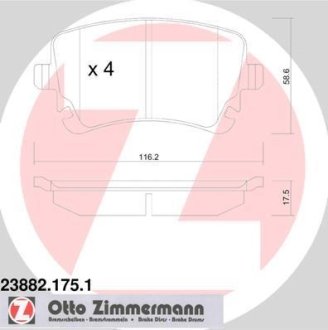 Комплект тормозных колодок ZIMMERMANN 238821751