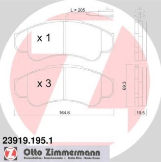 Комплект тормозных колодок, дисковый механизм ZIMMERMANN 239191951