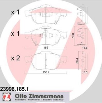 Комплект тормозных колодок, дисковый механизм ZIMMERMANN 239961851