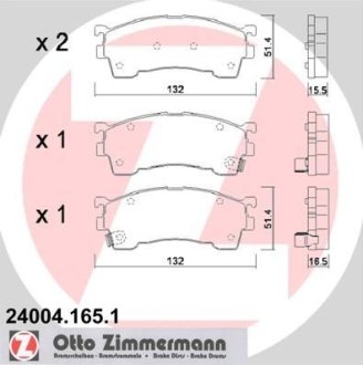 Комплект тормозных колодок, дисковый механизм ZIMMERMANN 240041651