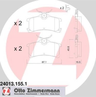 Комплект тормозных колодок, дисковый механизм ZIMMERMANN 240131551