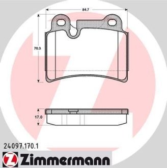 Комплект тормозных колодок ZIMMERMANN 240971701