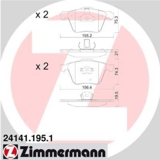 Комплект тормозных колодок ZIMMERMANN 241411951