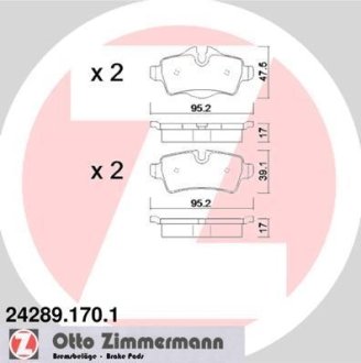 Комплект тормозных колодок, дисковый механизм ZIMMERMANN 242891701