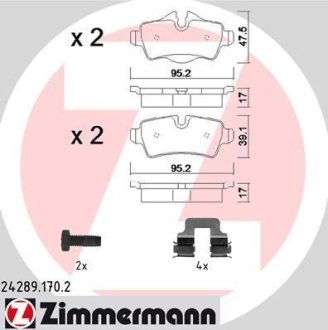 Комплект тормозных колодок, дисковый механизм ZIMMERMANN 24289.170.2