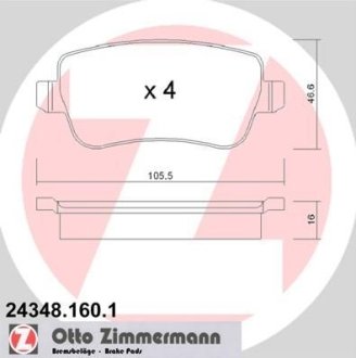 Комплект тормозных колодок, дисковый механизм ZIMMERMANN 243481601