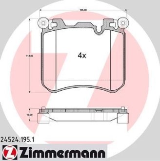 Гальмівні колодки BMW X5 F15 12- ZIMMERMANN 245241951