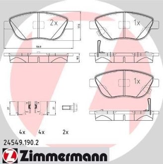 Комплект тормозных колодок, дисковый механизм ZIMMERMANN 245491902