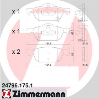 Гальмівні колодки, дискове гальмо (набір) ZIMMERMANN 247961751 (фото 1)