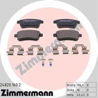 Комплект тормозных колодок, дисковый механизм ZIMMERMANN 24820.160.2