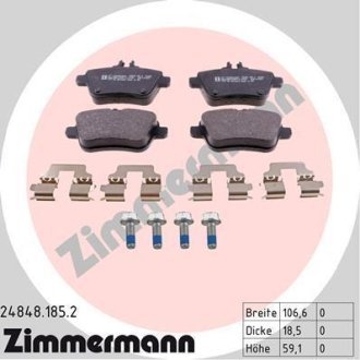 Комплект тормозных колодок, дисковый механизм ZIMMERMANN 24848.185.2