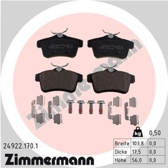 Комплект тормозных колодок, дисковый механизм ZIMMERMANN 249221701