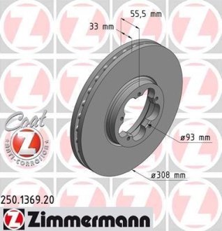 Гальмiвнi диски переднi ZIMMERMANN 250.1369.20