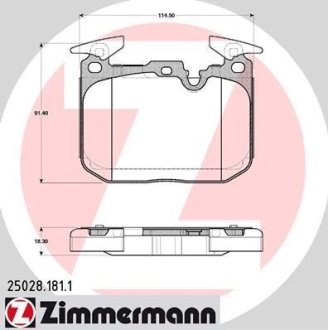 Комплект тормозных колодок, дисковый механизм ZIMMERMANN 25028.181.1