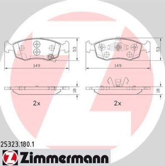 Комплект тормозных колодок, дисковый механизм ZIMMERMANN 25323.180.1