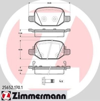 Комплект тормозных колодок, дисковый механизм ZIMMERMANN 25652.170.1