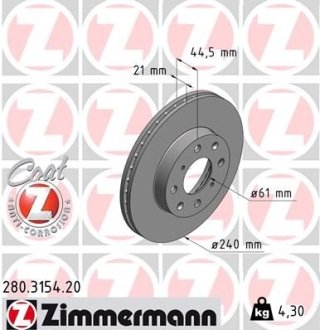 Гальмівний диск ZIMMERMANN 280315420