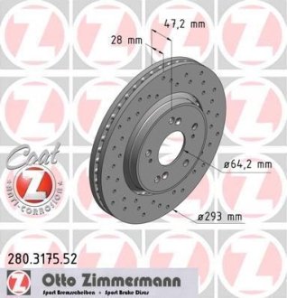 Гальмівний диск ZIMMERMANN 280317552