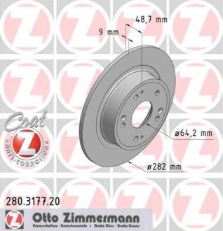 Диск тормоз Зад ZIMMERMANN 280317720