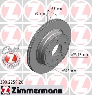 Гальмівний диск ZIMMERMANN 290225920