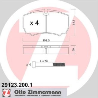 Гальмівні колодки, дискове гальмо (набір) ZIMMERMANN 291232001