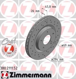 Диск гальмівний ZIMMERMANN 380211152