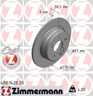 Гальмівний диск ZIMMERMANN 400142020