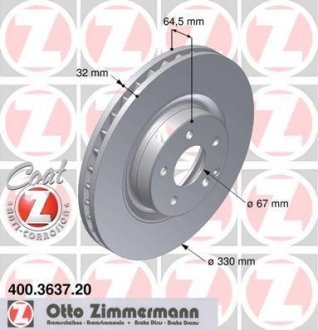 Диск гальм перед DB CLS-Klasse Coupe 04- (33x32) ZIMMERMANN 400363720